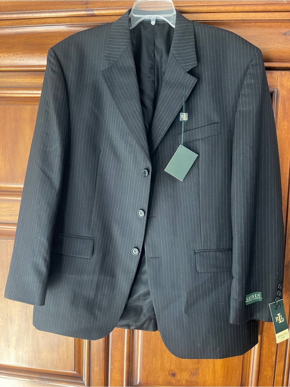 Lauren Ralph Lauren black athletic fit NWT Pinstripe 100% Wool Suit Jacket